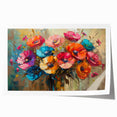 Vibrant botanical poppy design wall art print showcasing intricate floral details and vivid colors, rolled for easy display and shipping in a protective tube.