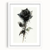 Botanical rose design wall art print in a white frame with mat, showcasing intricate floral details and soft pastel colors, perfect for home decor.