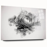 Botanical wall art print featuring a delicate rose design on acrylic glass, displayed in a side view without pins, highlighting its elegant finish and vibrant colors. Ideal for home decor enthusiasts seeking floral-themed accents.