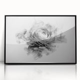 Framed botanical wall art featuring a detailed rose design in a black frame, showcasing vibrant colors and intricate details, perfect for home decor.
