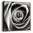 Framed botanical wall art featuring a detailed rose design on canvas, displayed against a black background, showcasing elegance and sophistication in home decor.