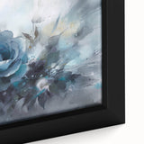 Close-up of a framed botanical rose wall art design showcasing vibrant pink and white roses on a textured canvas, perfect for home decor or gifts.