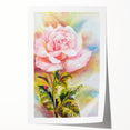 Botanical rose wall art print showcasing a vibrant arrangement of multicolored roses on a soft pastel background, ideal for home decor or floral-themed spaces.