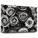 Botanical rose wall art collection displayed in a modern acrylic frame, showcasing intricate floral designs with vibrant colors, perfect for home decor.