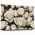 Elegant botanical rose wall art collection displayed in a side view, showcasing intricate floral designs on acrylic glass, complete with stylish pins for mounting.