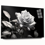 Elegant botanical rose wall art design displayed in an acrylic frame, showcasing vibrant colors and intricate floral details. Ideal for home decoration.