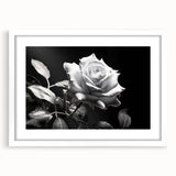 Botanical wall art featuring a delicate rose design in a white frame with a mat, perfect for enhancing home decor with a touch of elegance and nature-inspired beauty.