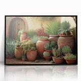 Framed wall art featuring a botanical design of vibrant succulents in an acrylic finish, set against a sleek black frame, perfect for modern decor.