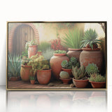 Framed botanical wall art design showcasing vibrant succulents in gold-accented acrylic frame, perfect for home decor enthusiasts seeking nature-inspired elegance.
