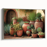 Framed wall art showcasing a vibrant botanical design featuring assorted succulents, elegantly arranged in a silver frame, perfect for home decor enhancement.