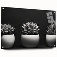 Side view of a botanical wall art piece showcasing vibrant succulent designs on acrylic glass, complemented by decorative pins for easy hanging, ideal for home decor.
