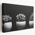 Stretched canvas wall art featuring a botanical design of vibrant succulents in an array of colors, ideal for enhancing home decor with a natural touch. Perfect for plant enthusiasts and modern interiors.