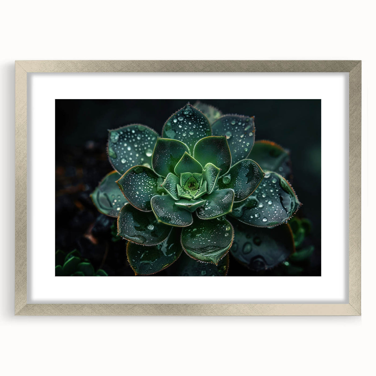 Stylish wall art collection featuring a botanical design of colorful succulents in a silver frame with a mat, perfect for home decor enhancements.