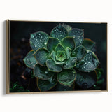Framed canvas wall art showcasing a botanical design of colorful succulents with a gold frame, perfect for enhancing home decor and adding a touch of nature.