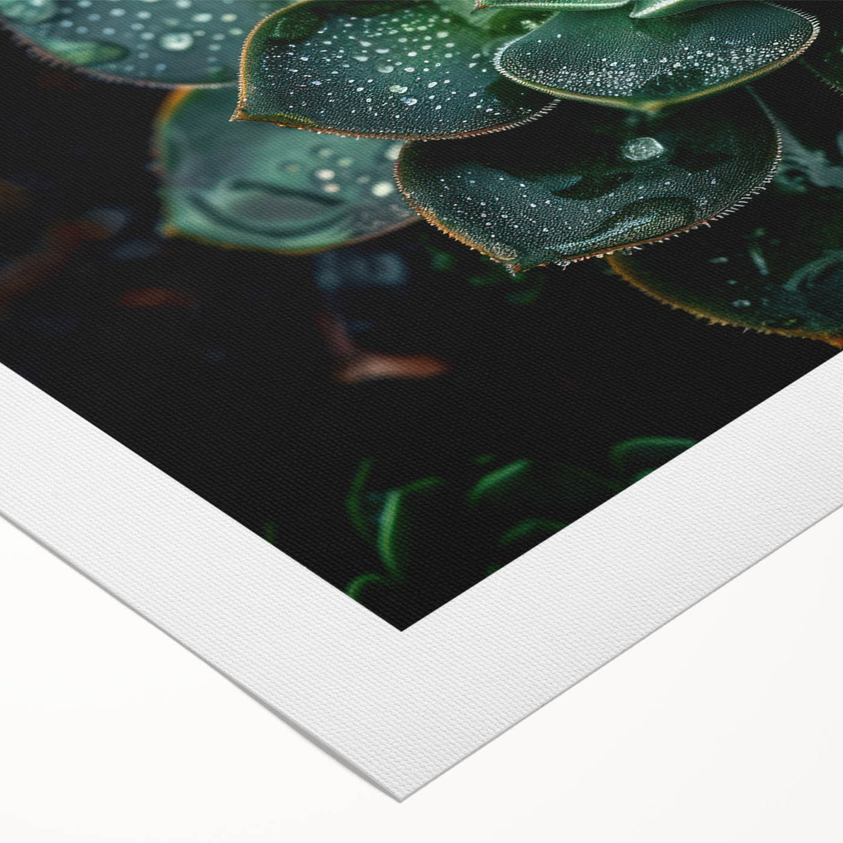 Botanical wall art featuring a vibrant succulent design on rolled canvas, showcasing intricate details and rich colors, perfect for home decor enhancement.