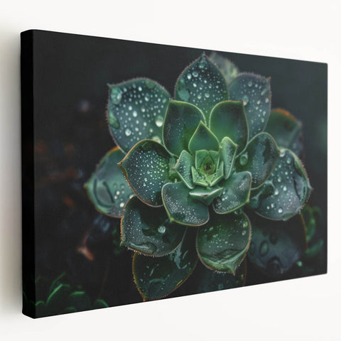 Stretched canvas wall art showcasing a vibrant collection of botanical succulents in various hues, perfect for adding a touch of nature to any modern decor.
