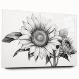 Acrylic wall art featuring a vibrant botanical sunflower design, showcasing intricate details and a side view presentation, perfect for home decor.