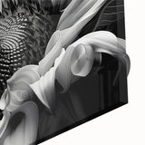 Close-up of a vibrant sunflower wall art print showcasing intricate botanical details and rich colors, ideal for home decor and nature enthusiasts. Perfect for brightening living spaces.