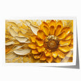 Bright botanical wall art design featuring a vibrant sunflower illustration on a rolled print, showcasing detailed petals and rich colors, perfect for home decor.
