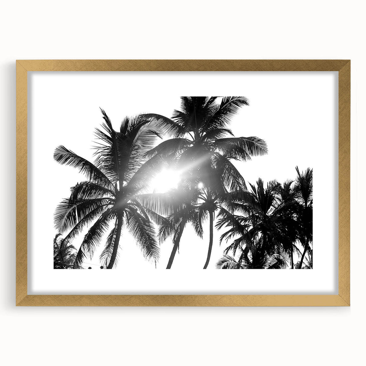 Botanical-themed wall art featuring a framed design of vibrant flowers and trees, accented with a gold frame and mat, ideal for enhancing home decor.