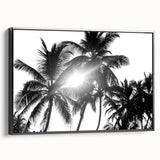 Framed wall art featuring a botanical tree design with vibrant colors on a black background. The canvas showcases intricate floral details, ideal for home decor.