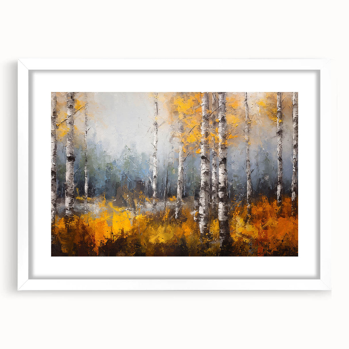 Botanical wall art collection featuring a framed design of colorful flowers and trees with a white mat, perfect for home decor enhancement.