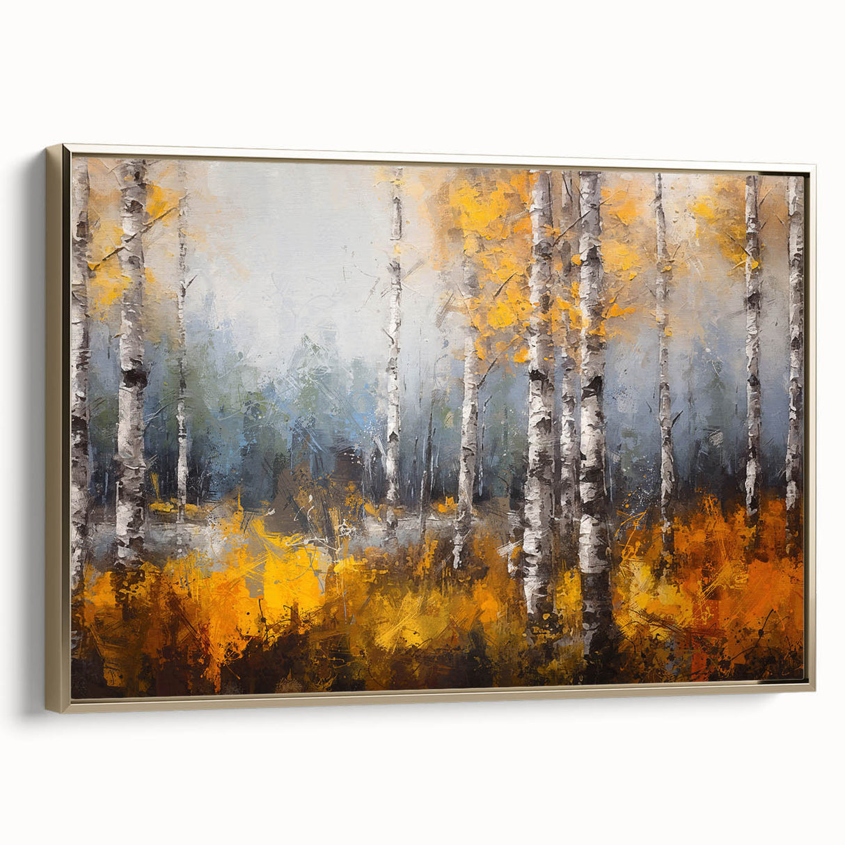 Framed wall art collection showcasing a botanical tree design with gold accents, elegantly displayed from the side, perfect for nature-inspired decor.