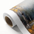 Botanical wall art design showcasing vibrant flowers and trees on rolled canvas, ideal for adding a natural touch to home decor, packaged securely in a cardboard tube.