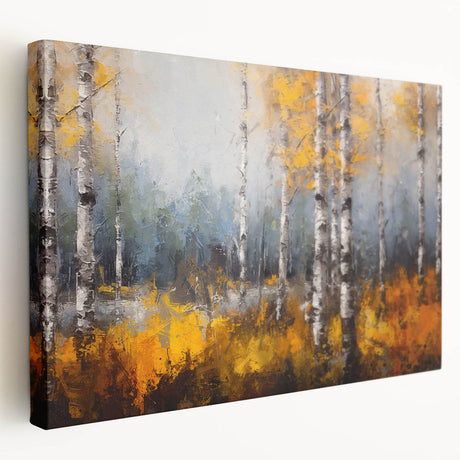 Stretched canvas wall art featuring a botanical design of vibrant flowers and trees, showcasing rich colors and intricate details, ideal for home decor.