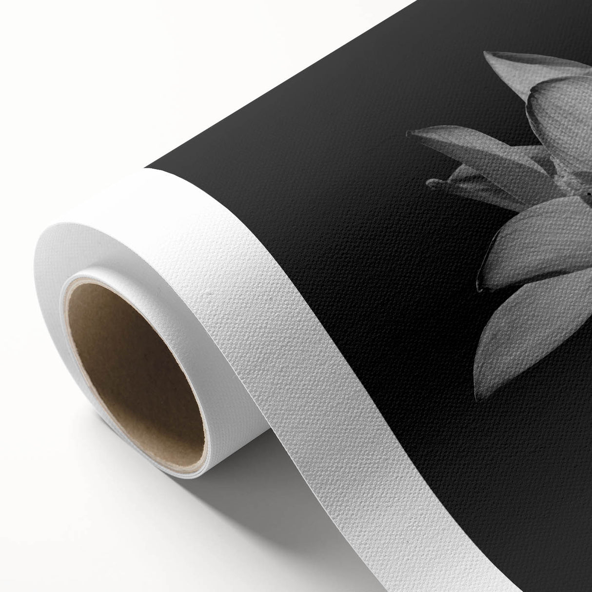 Vibrant tropical flower wall art design on rolled canvas, showcasing intricate botanical details in rich colors, perfect for home decor or office aesthetic.