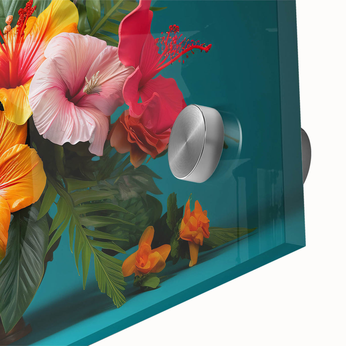 Vibrant close-up of a tropical botanical flower design, showcasing intricate details and vivid colors, ideal for wall art collection in modern decor.
