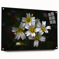 Acrylic wall art piece showcasing a vibrant botanical tropical flower design, displayed in a side view with decorative pins, perfect for enhancing modern decor.
