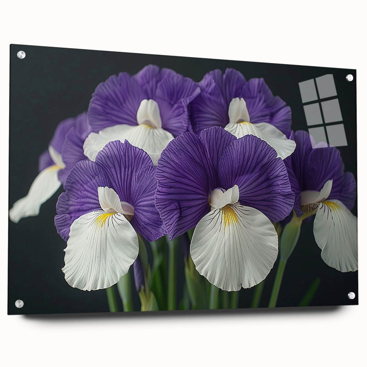Tropical botanical wall art featuring vibrant flowers in a glass frame, showcasing a side view with pins, ideal for enhancing home decor.
