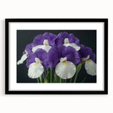 Botanical tropical flower wall art print framed in black with a white mat, showcasing vibrant colors and intricate floral details, perfect for home decor.