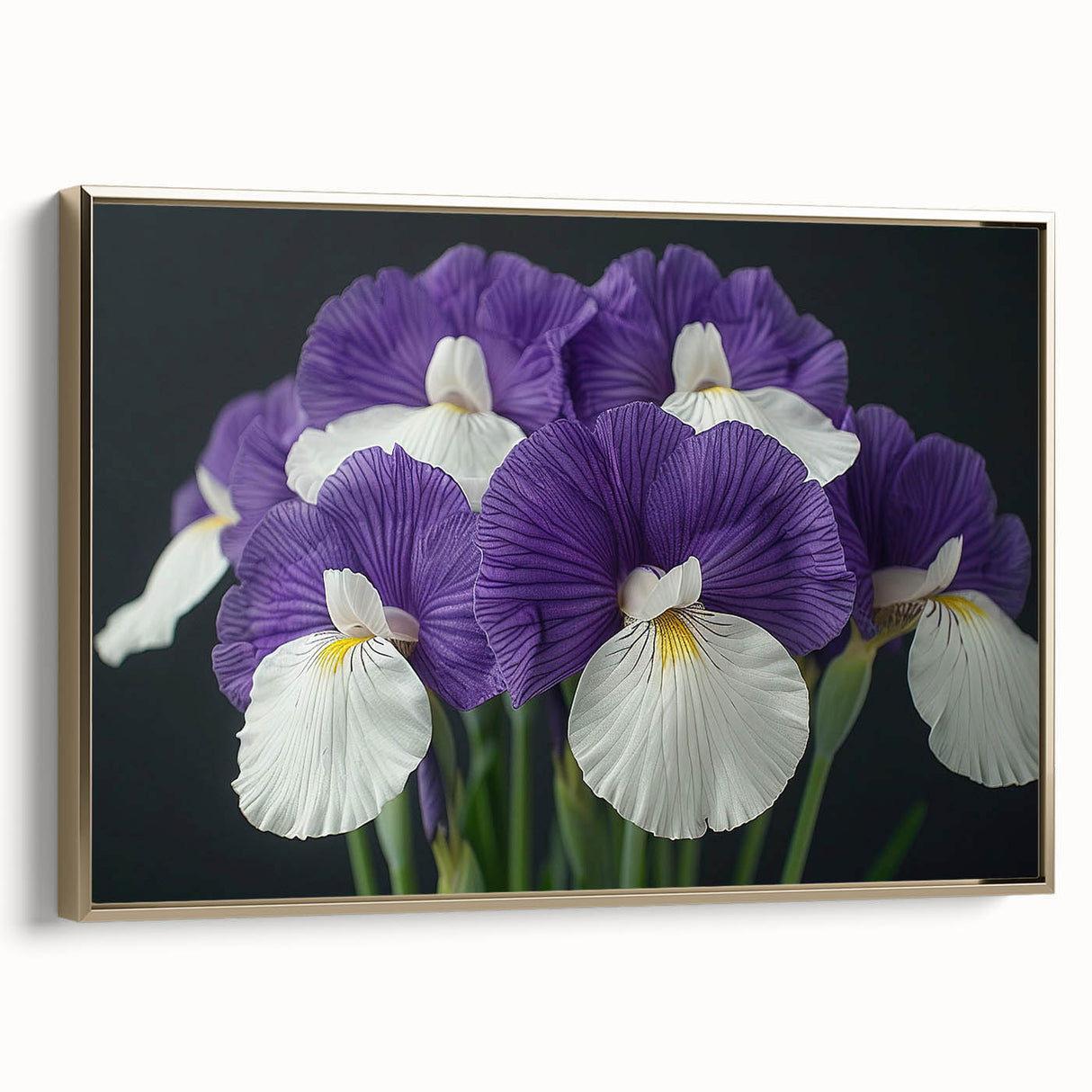 Tropical botanical flower design wall art featuring vibrant colors and intricate details, framed in gold, ideal for enhancing modern decor. Perfect for nature lovers.