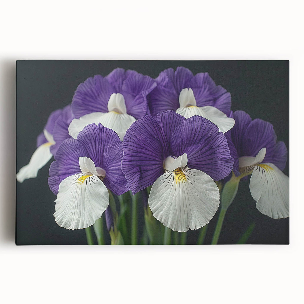 Vibrant botanical wall art featuring a collection of tropical flowers on stretched canvas, showcasing rich colors and intricate details, perfect for home decor.