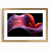 Tropical botanical wall art collection featuring vibrant flowers in a gold frame with a mat, showcasing a modern design perfect for home decor.