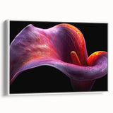 Framed wall art featuring a vibrant tropical flower design with intricate botanical details, showcasing lush colors against a white background, ideal for enhancing modern decor.