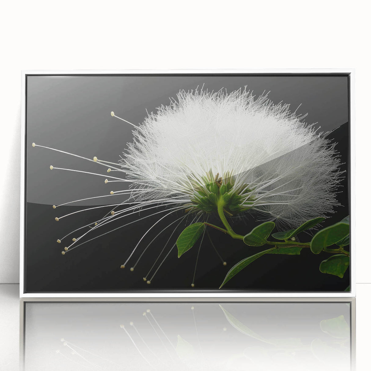Framed wall art featuring a vibrant tropical flower design with rich colors, set against a white background, ideal for enhancing modern home decor.