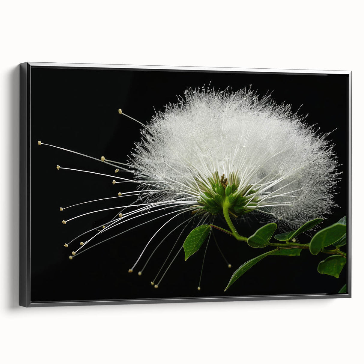 Framed canvas wall art showcasing a vibrant botanical tropical flower design, featuring bold colors and intricate details, perfect for modern home decor.