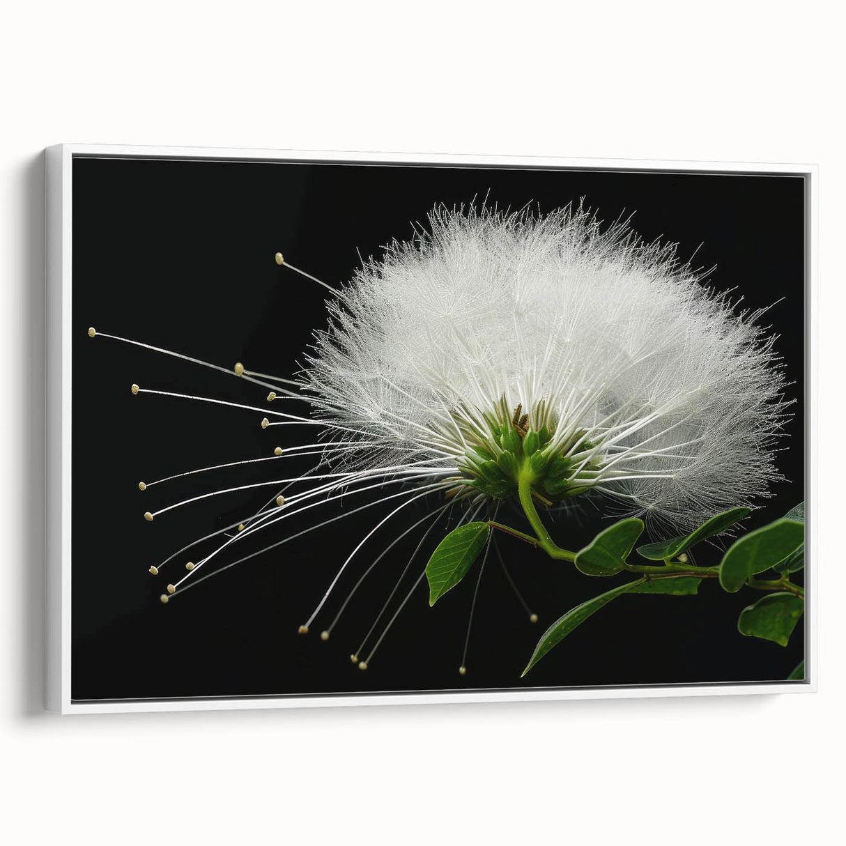 Framed canvas artwork showcasing a vibrant tropical floral design with intricate details and rich colors, ideal for enhancing home decor in modern settings.
