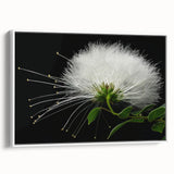 Framed canvas artwork showcasing a vibrant tropical floral design with intricate details and rich colors, ideal for enhancing home decor in modern settings.