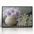 Framed acrylic wall art showcasing a vibrant collection of tropical botanical flowers in black, perfect for enhancing modern home decor.