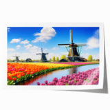 Vibrant botanical tulip wall art print showcasing an intricate design with bold colors, perfect for home decor. Rolled and ready for easy framing.