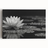 Stretched canvas wall art featuring a vibrant botanical water lily design in hues of green and pink, ideal for enhancing home decor with a nature-inspired aesthetic.