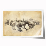 Cow Herd Illustration Art Print – Nature-Inspired Farm Animal Decor