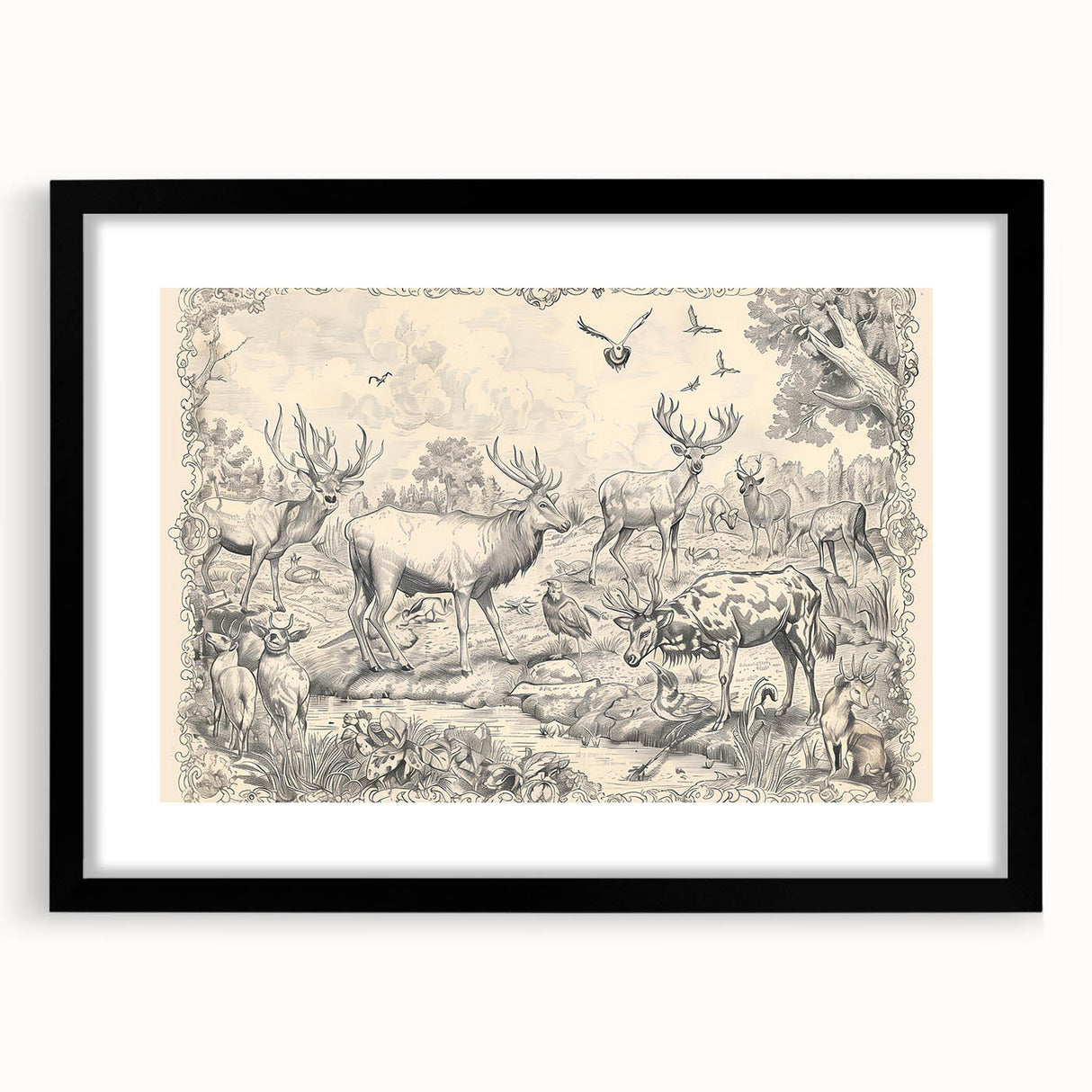 Wildlife Animals Illustration Art Print – Nature-Inspired Wall Decor