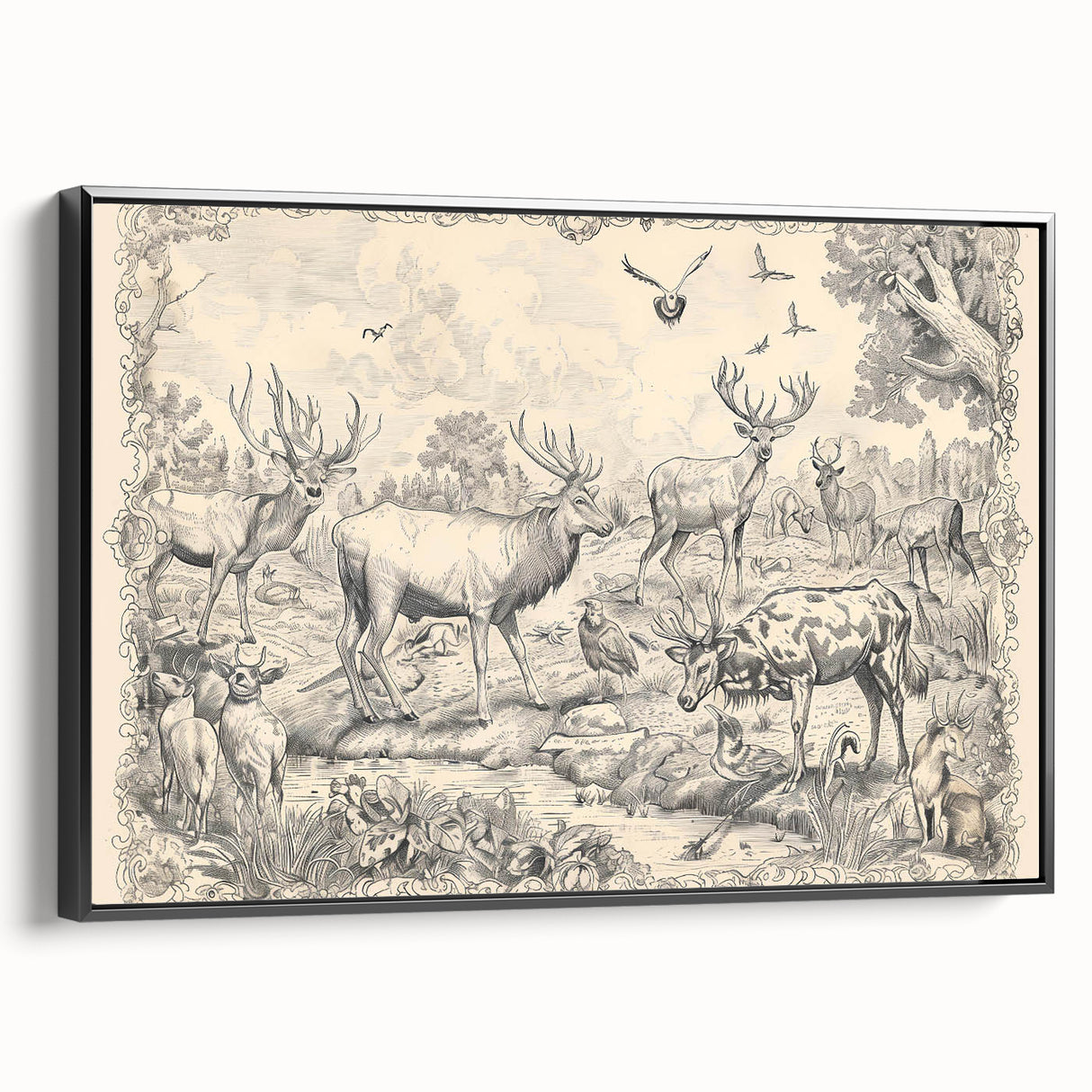 Wildlife Animals Illustration Art Print – Nature-Inspired Wall Decor