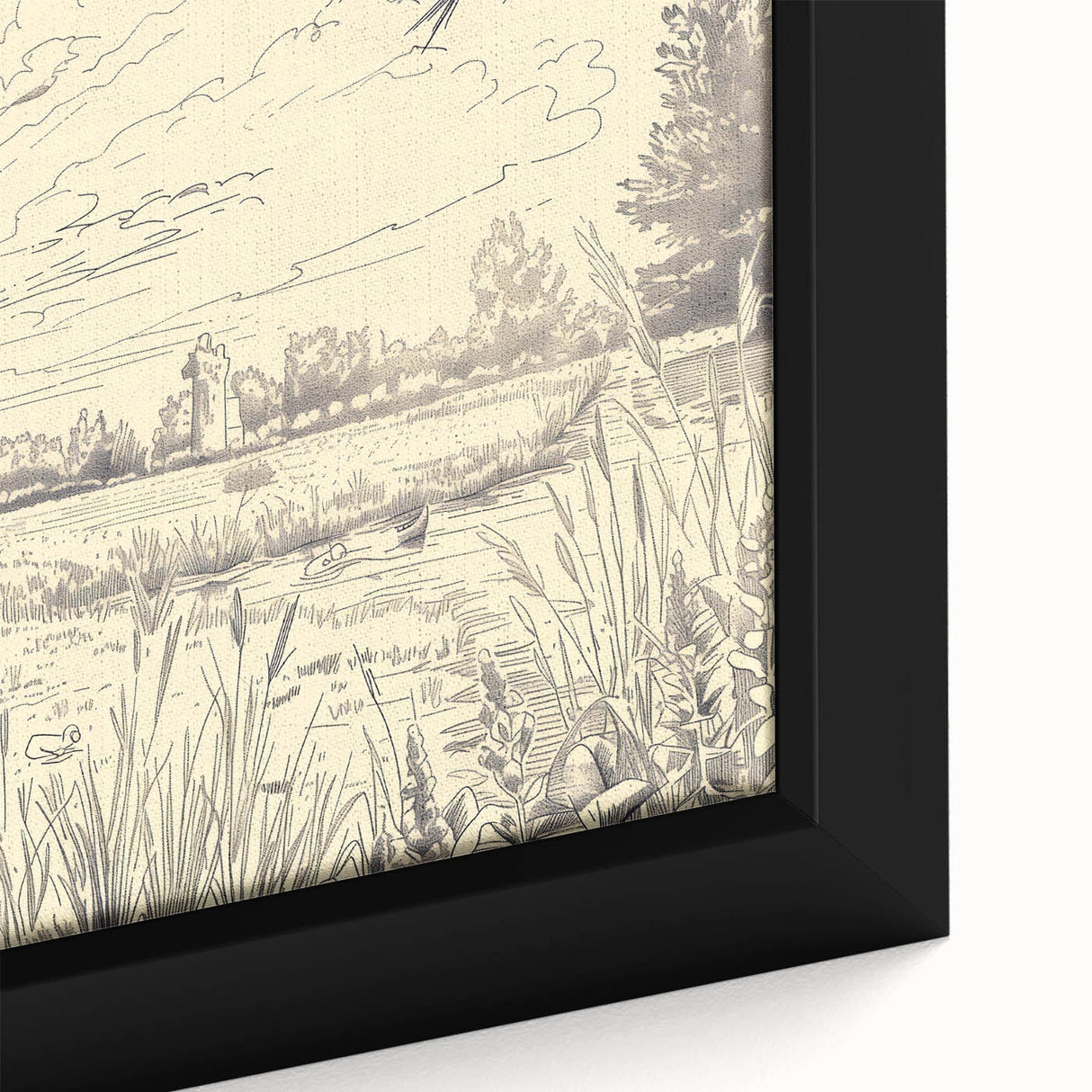 Cow in Nature Illustration Art Print – Tranquil Farm Landscape Decor