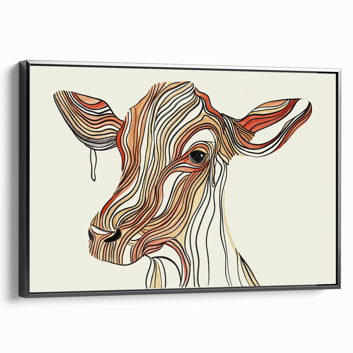 Abstract Cow Illustration Art Print – Modern Animal Wall Decor
